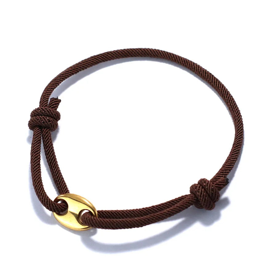 Pulseira de aço inoxidável masculina, estilo simples, deslizante ajustável, corda marinha náutica, acessórios de lazer, praia