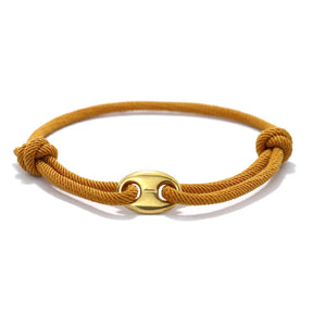 Pulseira de aço inoxidável masculina, estilo simples, deslizante ajustável, corda marinha náutica, acessórios de lazer, praia